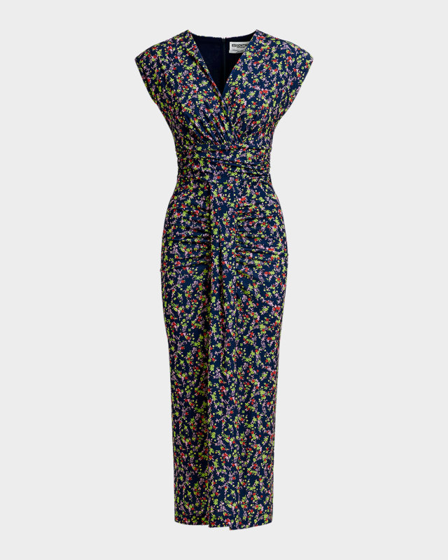 Hewing Floral-Printed Stretch Jersey Midi Dress